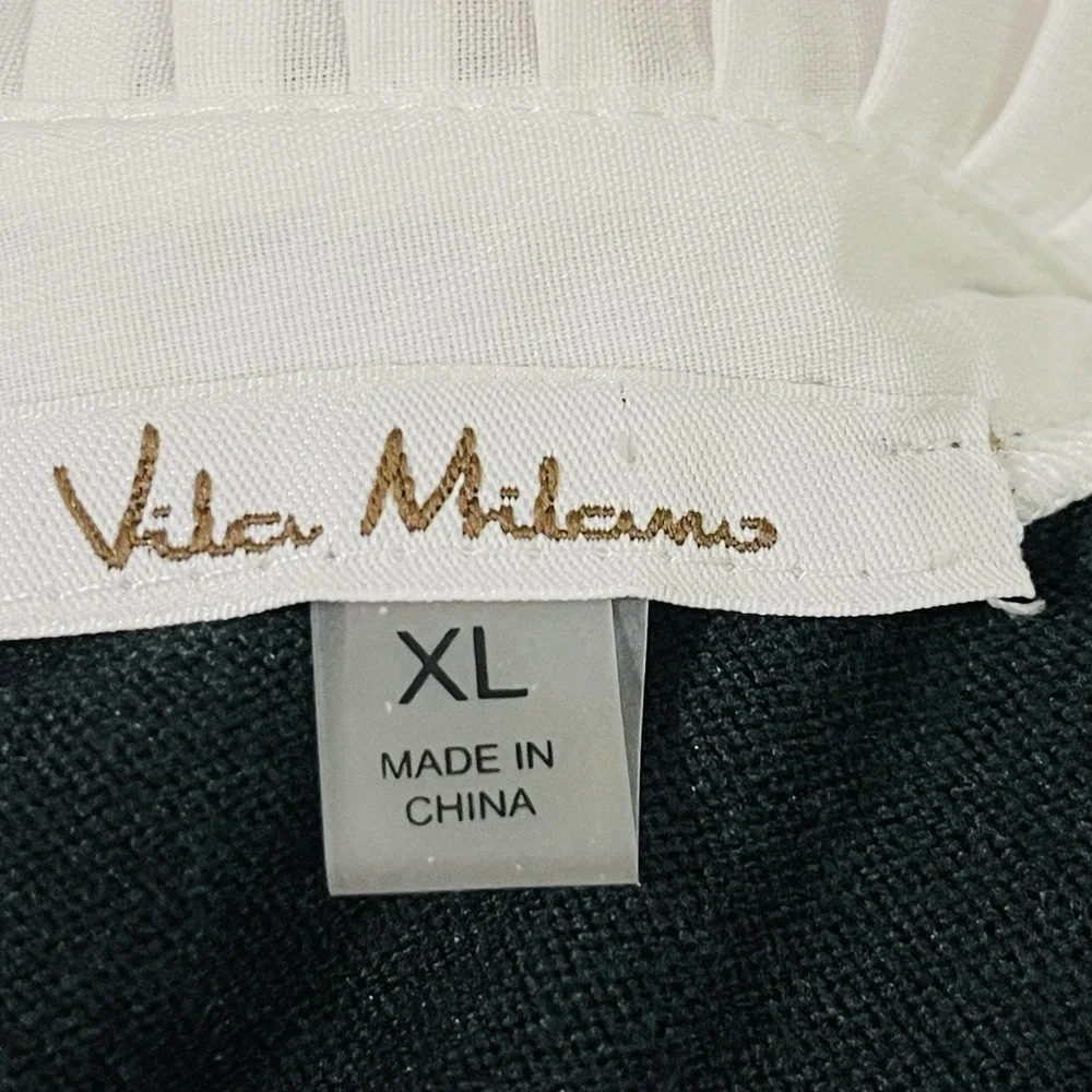 Vila Milano Green Knit Sweater‎ Pleated Mock Neck Cuffs Victorian Wool Blend XL